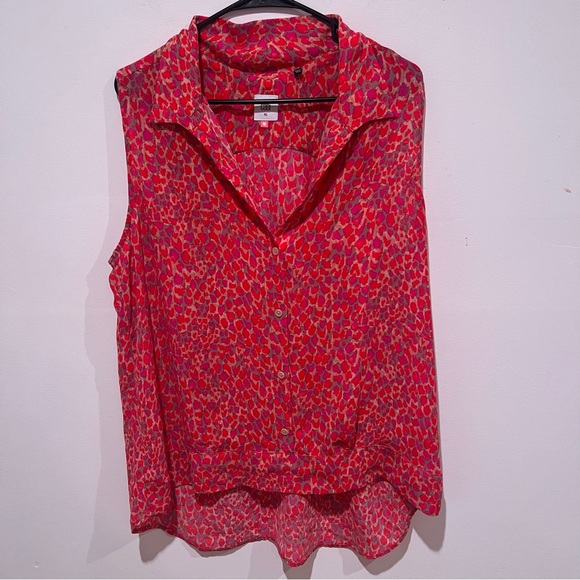 CAbi Red and Pink Animal Print Sleeveless Blouse - Picture 1 of 5
